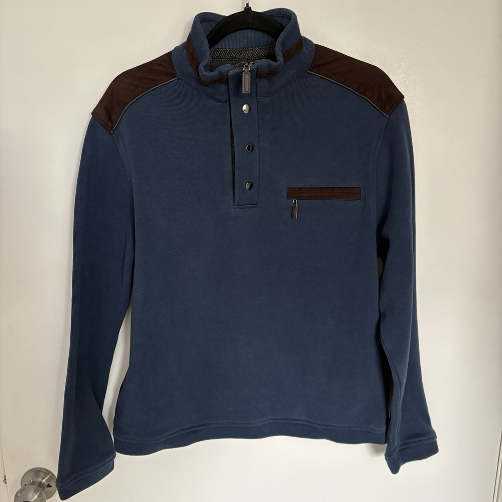 Johnson & Murphy Grandpa Core  Pullover Sweater Size Medium 1/4 Zip Button Up